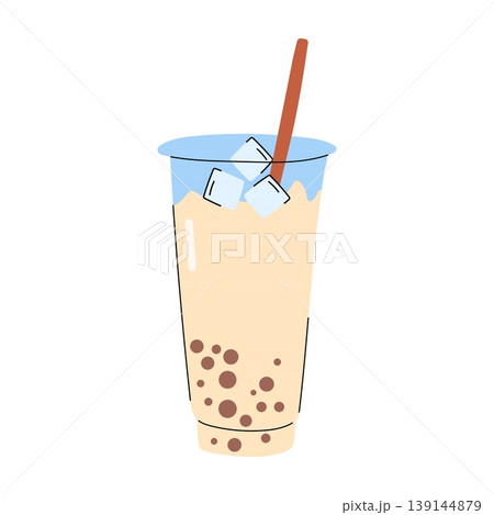 Bubble tea with milk and tapioca pearls illustration Bubble tea with milk and tapioca pearls illustration 139144879