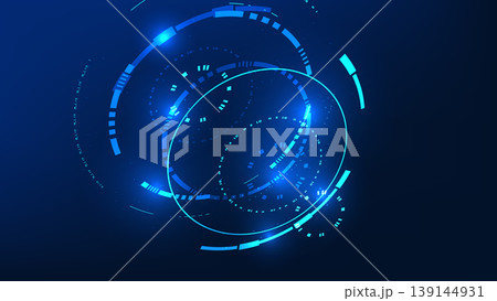 Abstract technology background digital circular elements arranged in separated tiers, representing data processing, information flow, system architecture, computing operations, digital technology Abstract technology background digital circular elements arranged in separated tiers, representing data processing, information flow, system architecture, computing operations, digital technology 139144931