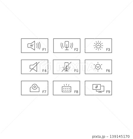 Laptop Keyboard Function Key Icons Set Outline Vector Laptop Keyboard Function Key Icons Set Outline Vector 139145170