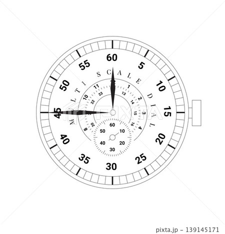 Chronograph Style Watch Dial Outline Vector Illustration 139145171