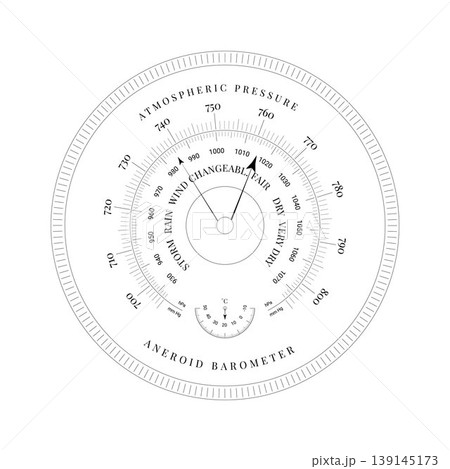 Vintage Aneroid Barometer Dial Outline Vector...のイラスト素材 [139145173] - PIXTA