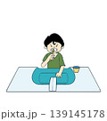 洗面台で虫歯にならないよう歯磨きの練習をする男の子のイラスト 139145178