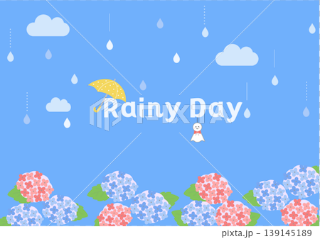 Rainy season background illustration, rainy season banner, rainy season materials, rainy day, frame, raindrops, frog, umbrella 139145189
