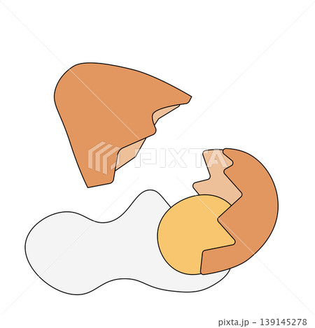 Egg illustration broken shell two halves Egg Colored composition hand drawn illustration. Vector graphic line art. Illustration for recipe cookbook, banner, postcard, menu. Egg illustration broken shell two halves Egg Colored composition hand drawn illustration. Vector graphic line art. Illustration for recipe cookbook, banner, postcard, menu. 139145278