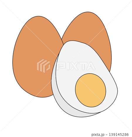 Two eggs brown and white eggs. Egg Colored composition hand drawn illustration. Vector graphic line art. For poster, invitation, backdrop, ad, sale promotion, print for t-shirt Two eggs brown and white eggs. Egg Colored composition hand drawn illustration. Vector graphic line art. For poster, invitation, backdrop, ad, sale promotion, print for t-shirt 139145286