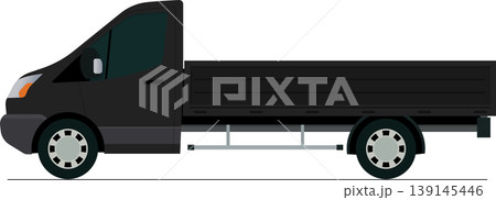 Pickup van flat side view illustration 139145446
