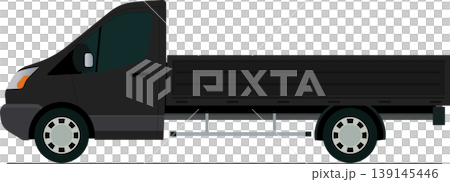 Pickup van flat side view illustration 139145446
