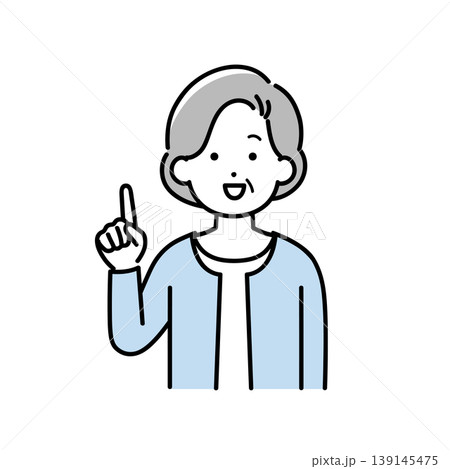説明をするシニア女性のイラスト 説明をするシニア女性のイラスト 139145475