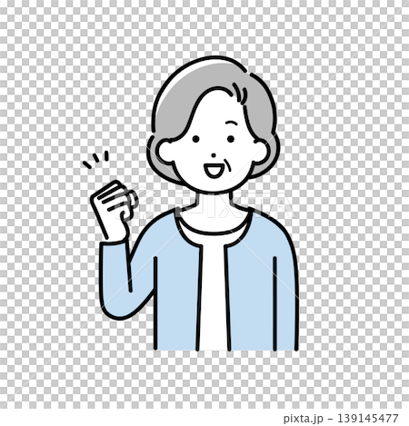 Illustration of senior woman doing guts pose Illustration of senior woman doing guts pose 139145477