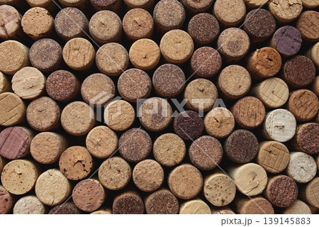 Wine corks background, shot from the top 139145883