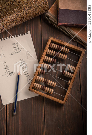 still life with retro bills and paper. Financial settlement. 139145898