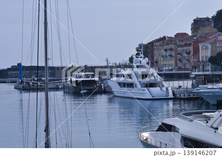 Port Lympia with yachts and sailboats in Nice 139146207