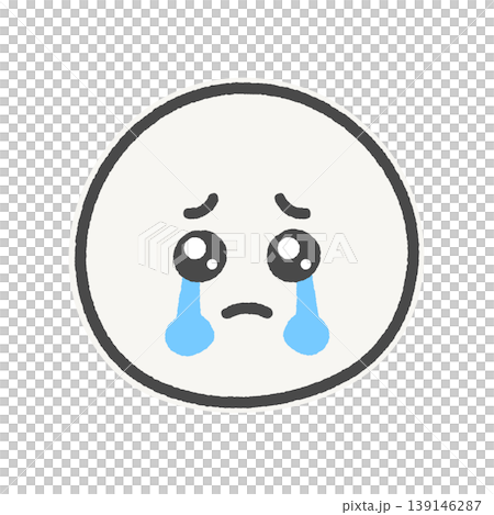 Crying face emoji icon - Cute hand-drawn illustration of a teary-eyed, sad face - with a white border Crying face emoji icon - Cute hand-drawn illustration of a teary-eyed, sad face - with a white border 139146287