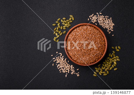 Flaxseed as an ingredient for oil, organic flour, and healthy foods. Flax seeds Flaxseed as an ingredient for oil, organic flour, and healthy foods. Flax seeds 139146877