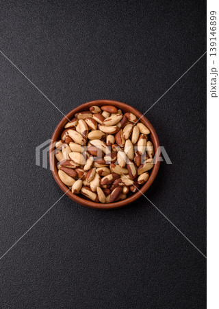 Brazil nuts, raw and shelled, are a source of selenium and a healthy food ingredient. Brazil nuts Brazil nuts, raw and shelled, are a source of selenium and a healthy food ingredient. Brazil nuts 139146899