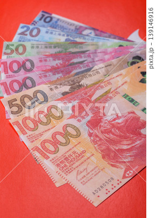 Hong Kong paper money, cash currency for exchange and financial transactions. Hong Kong money Hong Kong paper money, cash currency for exchange and financial transactions. Hong Kong money 139146916