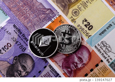 A conceptual financial background, ethereum against the Rupee. ethereum on the Indian currency 139147027