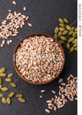 Shelled sunflower seed kernels, salted, roasted, or raw, are a healthy ingredient. Sunflower seeds Shelled sunflower seed kernels, salted, roasted, or raw, are a healthy ingredient. Sunflower seeds 139147140