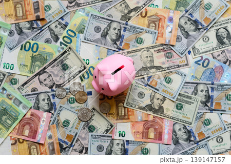 A piggy bank as a concept for storing, accumulating, and saving financial resources. A piggy bank 139147157