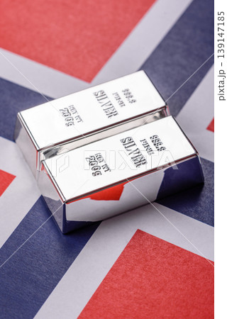 A silver bar against a backdrop of Norway flag, as a concept for the sales market. A silver bar A silver bar against a backdrop of Norway flag, as a concept for the sales market. A silver bar 139147185