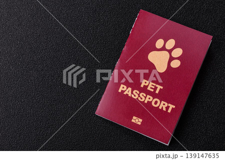 A pet passport is a document for a cat, dog, or other animal. A pet passport 139147635