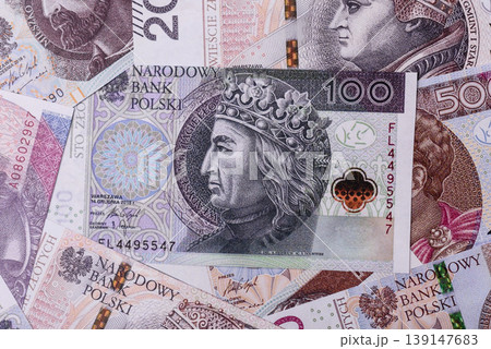 Polish zloty paper money, banknotes for exchange and financial transactions. The Polish zloty Polish zloty paper money, banknotes for exchange and financial transactions. The Polish zloty 139147683