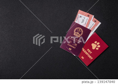 China, Chinese passport with money and flight tickets. Chinese passport China, Chinese passport with money and flight tickets. Chinese passport 139147840