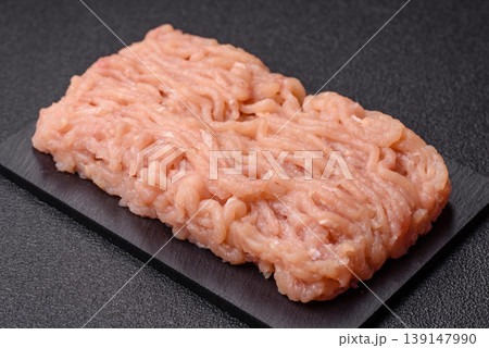 Raw fresh ground chicken, turkey, or pork for burgers or meatballs. Raw ground chicken Raw fresh ground chicken, turkey, or pork for burgers or meatballs. Raw ground chicken 139147990