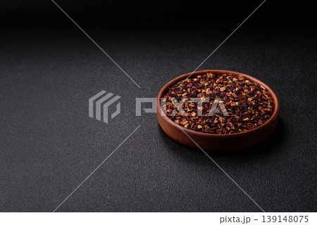 Dry herbal or fruit tea with flower petals and aromatic additives. Dry fruit herbal tea 139148075