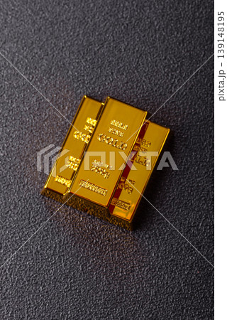 Gold bars or ingots as a metal for bank storage, investments, and financial transactions. Gold bars 139148195