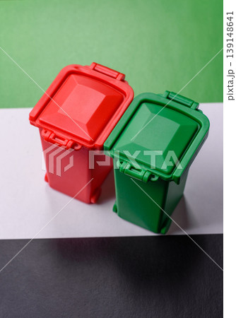Bins for garbage, a conceptual background for selective and recycling waste disposal. Bins for trash 139148641