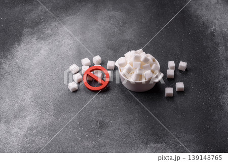 The sugar ban sign as a concept to stop the problem of diabetes, a call to diet. The sugar ban sign 139148765