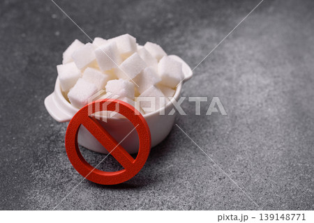 The sugar ban sign as a concept to stop the problem of diabetes, a call to diet. The sugar ban sign The sugar ban sign as a concept to stop the problem of diabetes, a call to diet. The sugar ban sign 139148771