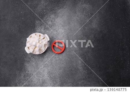 The sugar ban sign as a concept to stop the problem of diabetes, a call to diet. The sugar ban sign The sugar ban sign as a concept to stop the problem of diabetes, a call to diet. The sugar ban sign 139148775