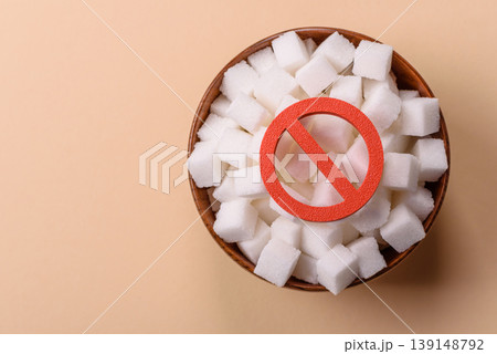 The sugar ban sign as a concept to stop the problem of diabetes, a call to diet. The sugar ban sign 139148792