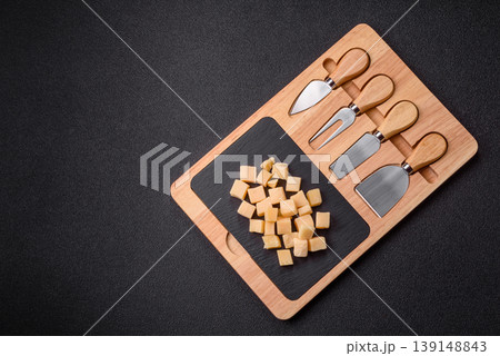 Parmesan cheese cubes for pasta, salads, and other Italian dishes. Parmesan cheese 139148843