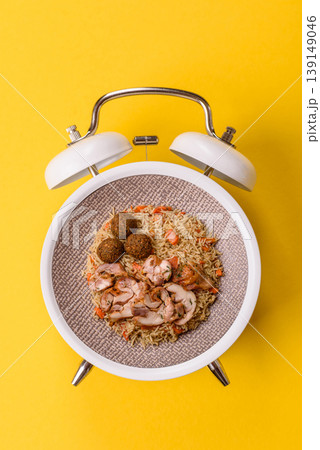 Kabsa or mandi, an Arabic dish with rice and chicken, salt, and spices. Kabsa or mandi Kabsa or mandi, an Arabic dish with rice and chicken, salt, and spices. Kabsa or mandi 139149046