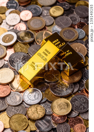 Gold bars or ingots as a tool for balance, financial investment, and savings. Gold bars 139149193
