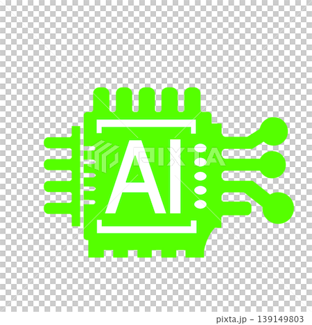 A business-oriented icon (green) representing the AI chip, which is the core of an artificial intelligence system. 139149803