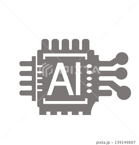 人工知能システムの中核となるAIチップを表したビジネス向けアイコン(グレー) 人工知能システムの中核となるAIチップを表したビジネス向けアイコン(グレー) 139149807