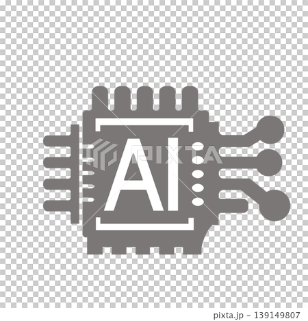 A business-oriented icon (gray) representing the AI chip, which is the core component of an artificial intelligence system. 139149807