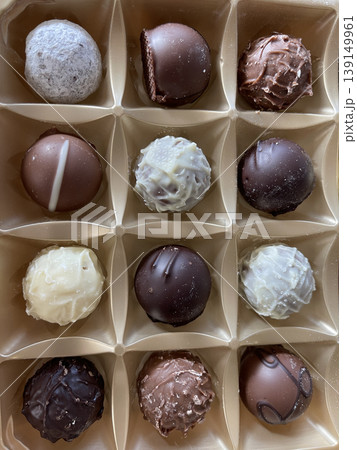 Assorted Chocolate Bonbons Sweet Dessert Close Up Assorted Chocolate Bonbons Sweet Dessert Close Up 139149961