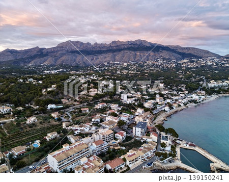 Scenic coastal landscape, Charming elevated neighborhood with breathtaking bay and mountain vistas 139150241