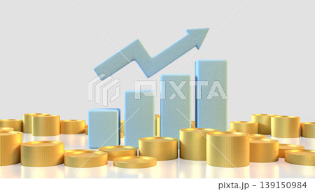 Financial Growth Concept With Rising Bar Chart And Gold Coins 3d render. Financial Growth Concept With Rising Bar Chart And Gold Coins 3d render. 139150984