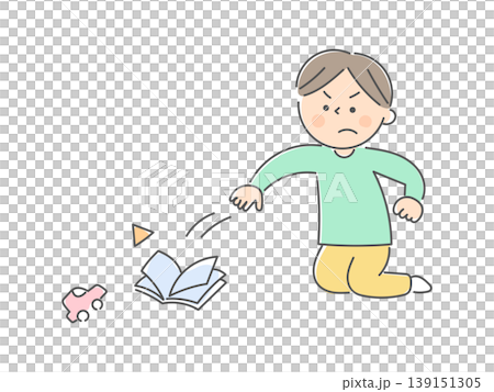 男孩丟東西的插圖。 男孩丟東西的插圖。 139151305