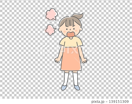 An illustration of a girl who is having a tantrum and is angry. 139151309
