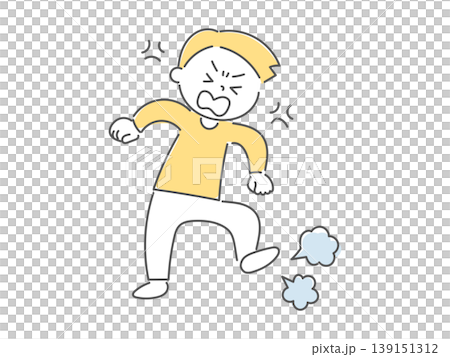 怒って地団駄を踏む男の子のイラスト単色 139151312