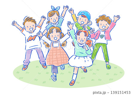 元気な子どもたちの手描きのイラストセット アナログタッチ 元気な子どもたちの手描きのイラストセット アナログタッチ 139151453