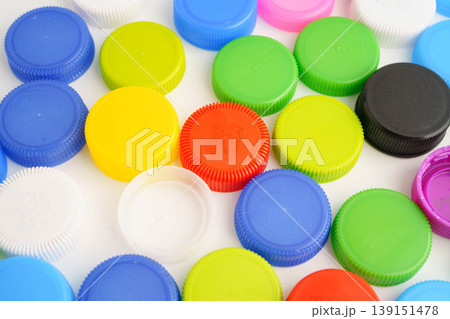 Bangkok, Thailand April 20, 2024 Colorful plastic bottle caps pile. Bangkok, Thailand April 20, 2024 Colorful plastic bottle caps pile. 139151478