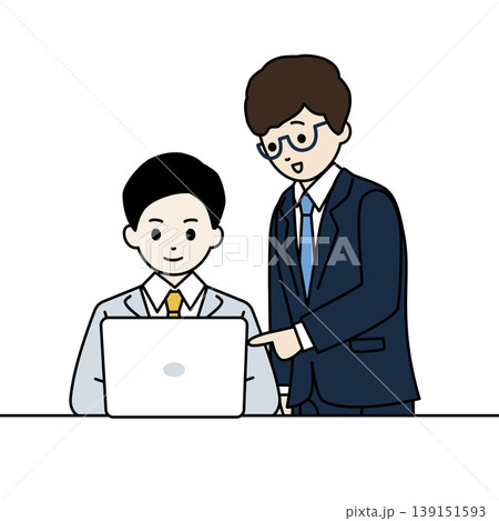 OJT　実践する後輩を指導する先輩 教育 研修 イラスト 139151593